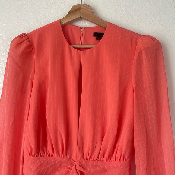 NBD Arijana Coral Orange Front Keyhole Long Sleeve Mini Dress - Picture 5 of 11